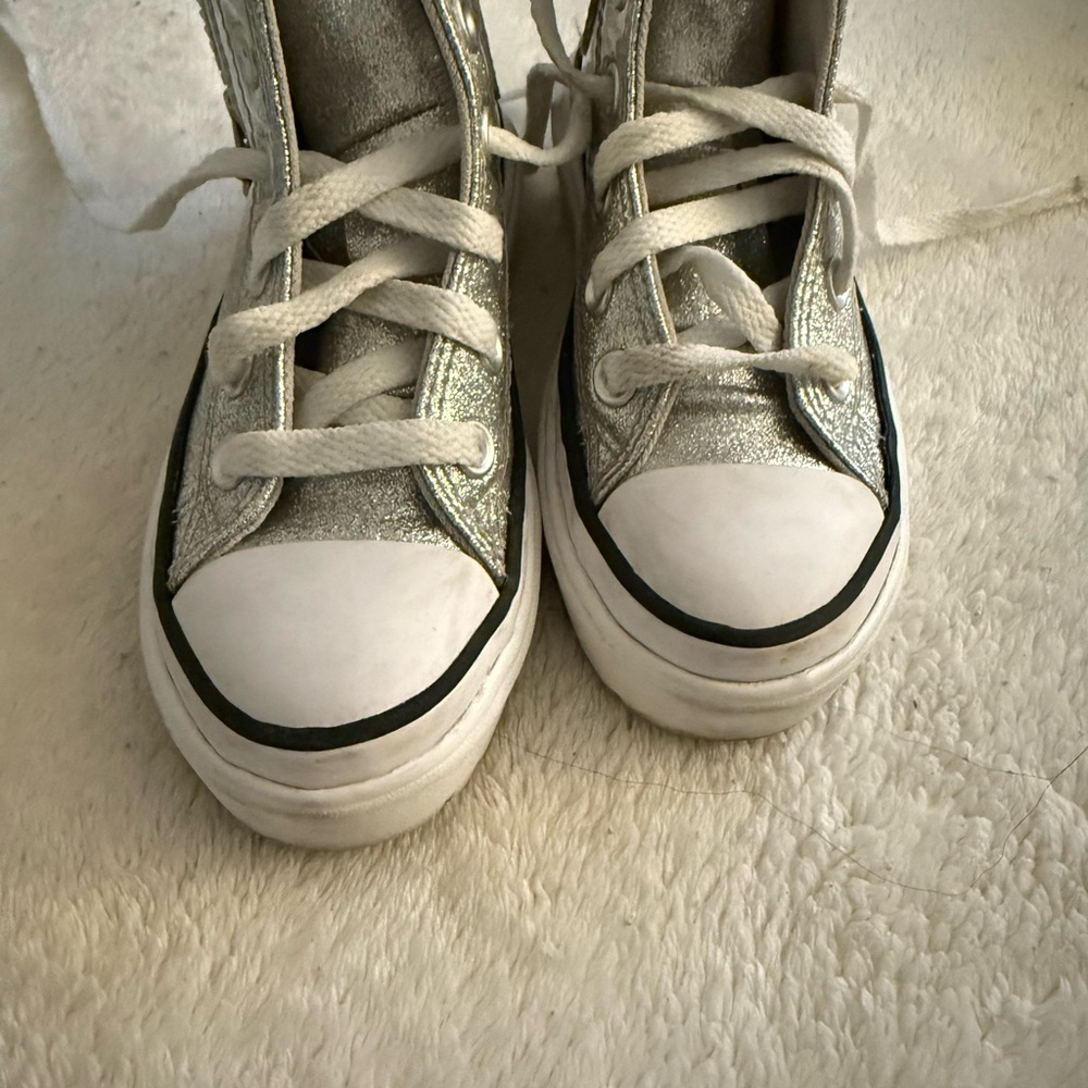 Converse Silver and White Low-Top Sneakers